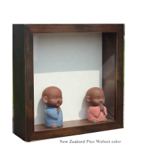 Walnut color wood  minifigs cabrite specimen decoration 3D deep preserved fresh flower shadow box photo picture frame